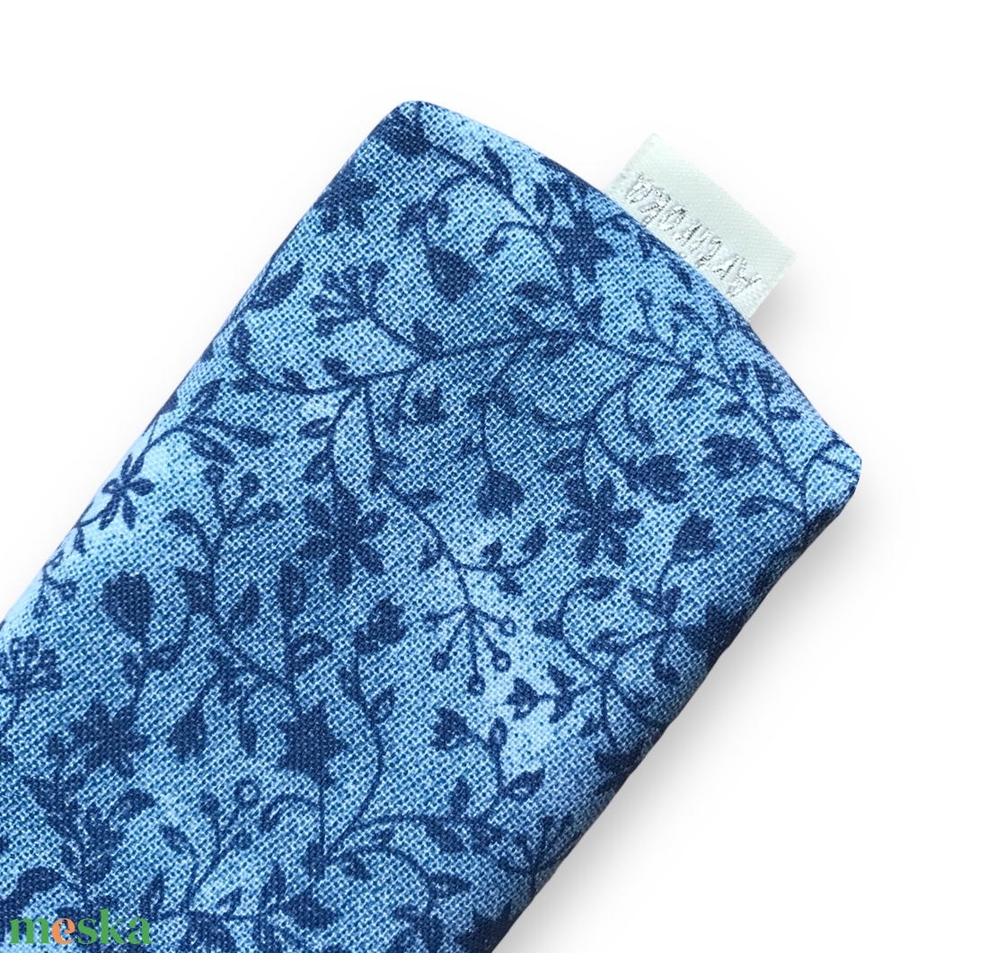 Kék virág mintás pamut zsebkendő tartó    - Artiroka design - táska & tok - pénztárca & más tok - zsebkendőtartó tok - Meska.hu