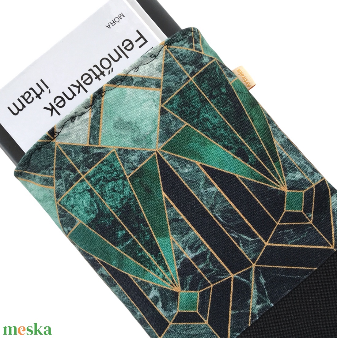 Art Deco mintás PRÉMIUM pamut KÖNYVTOK leheletnyi arany díszítéssel  - Artiroka - könyv & zene - könyvtok - Meska.hu