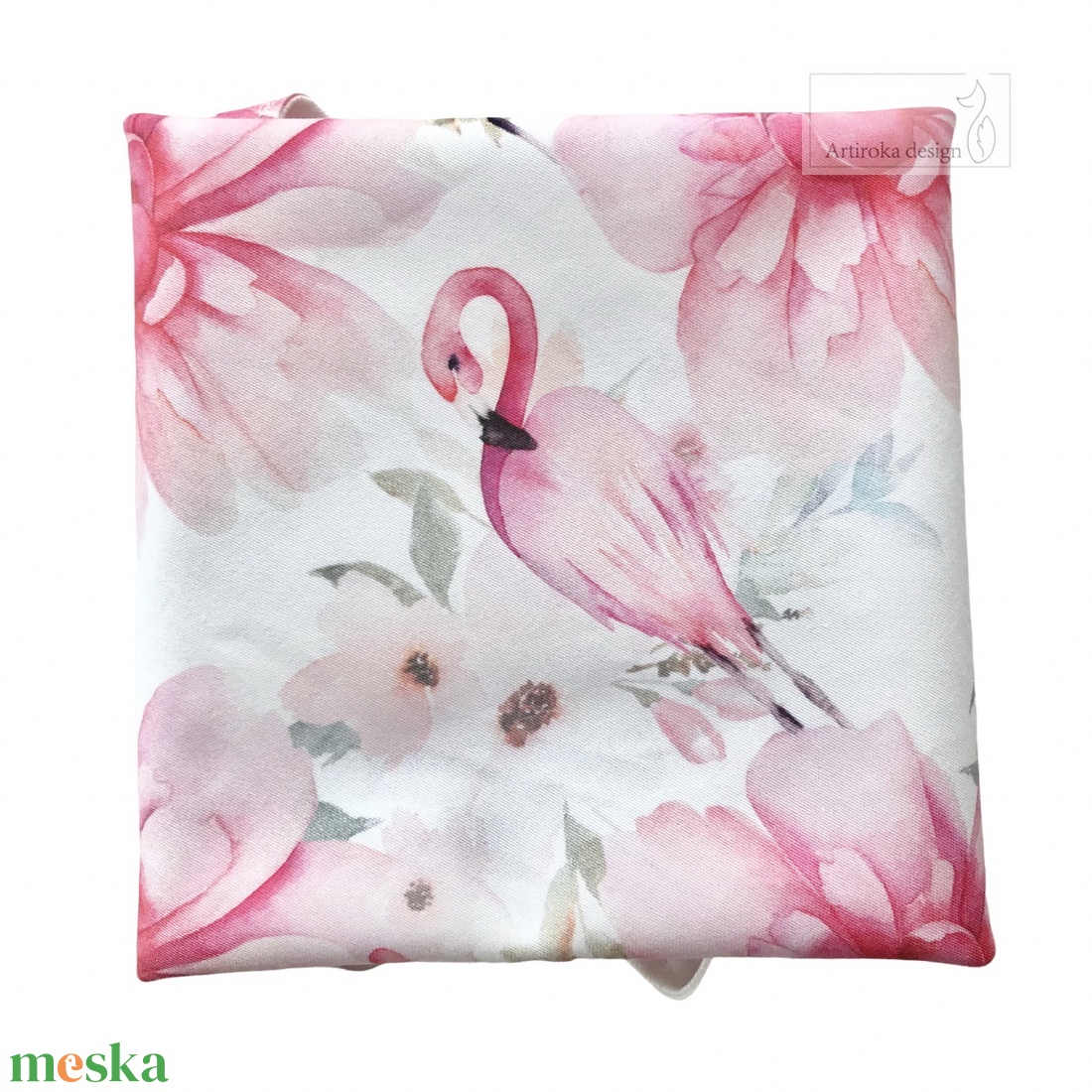 Flamingó mintás prémium pamut újraszalvéta - Nowaste - Zerowaste - Artiroka design  - táska & tok - uzsonna- & ebéd tartó - szendvics csomagoló - Meska.hu