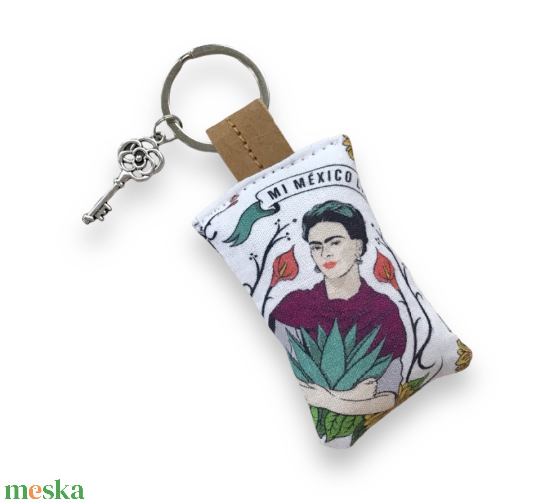 Frida Kahlo mintás prémium pamut kulcstartó vintage kulcs medállal  -  Artiroka design - táska & tok - kulcstartó & táskadísz - kulcstartó - Meska.hu