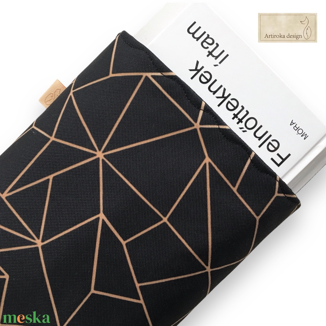 KÖNYVTOK vízálló textilből, geometria mintával fekete színben - Artiroka design - könyv & zene - könyvtok - Meska.hu KÖNYVTOK vízálló textilből, geometria mintával fekete színben - Artiroka design - könyv & zene - könyvtok - Meska.hu