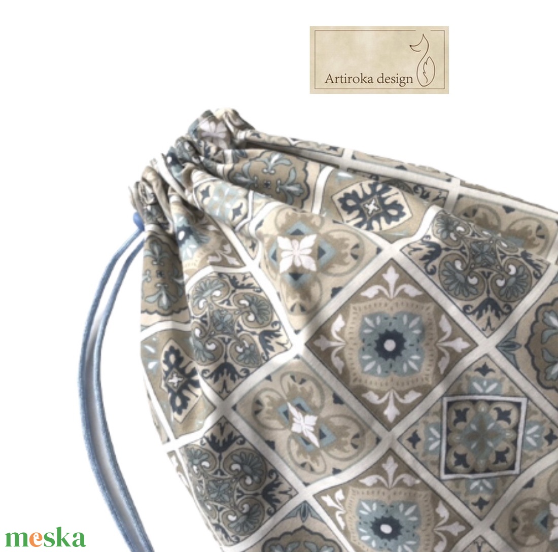 Kenyeres zsák, cementlap mintával, lélegző PUL belsővel, nagy méretben - Artiroka design - táska & tok - bevásárlás & shopper táska - kenyeres zsák - Meska.hu
