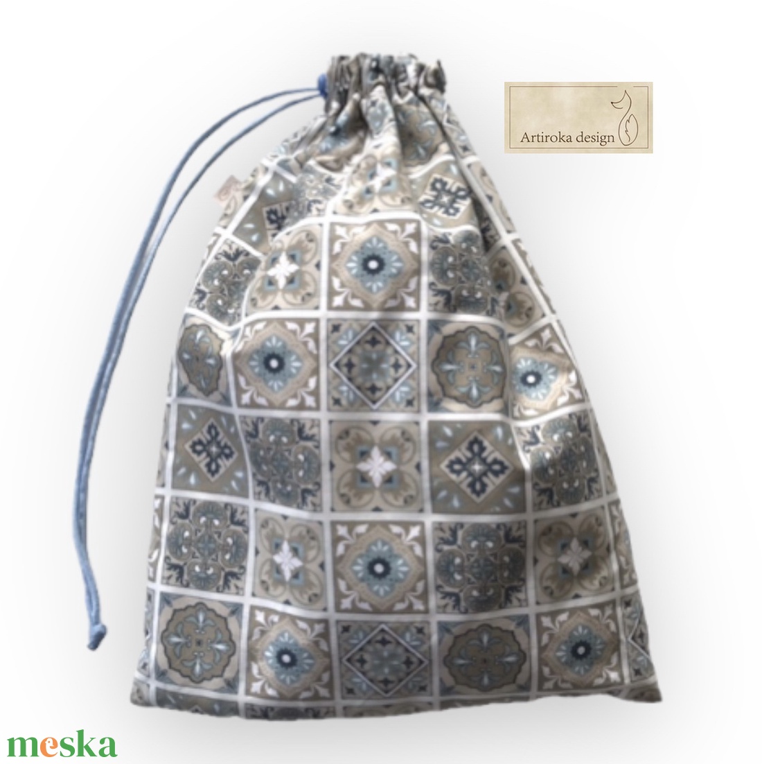 Kenyeres zsák, cementlap mintával, lélegző PUL belsővel, nagy méretben - Artiroka design - táska & tok - bevásárlás & shopper táska - kenyeres zsák - Meska.hu