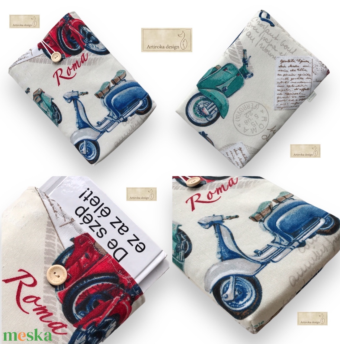 RÓMAI VAKÁCIÓ - Vespa motor mintás KÖNYVTOK gombos zárral - Artiroka design - könyv & zene - könyvtok - Meska.hu RÓMAI VAKÁCIÓ - Vespa motor mintás KÖNYVTOK gombos zárral - Artiroka design - könyv & zene - könyvtok - Meska.hu