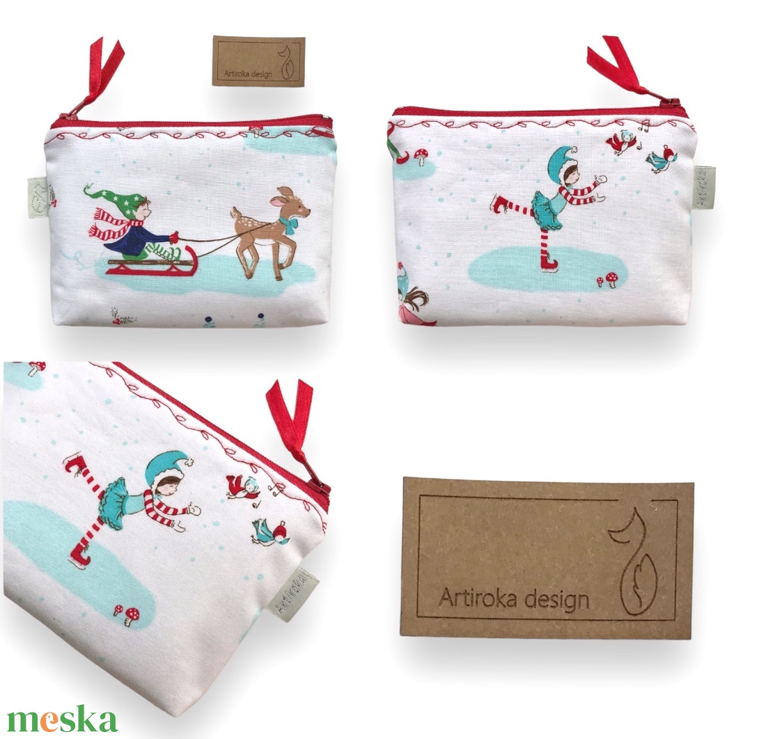 Téli örömök mintás, egyedi irattartó pénztárca  - táska & tok - pénztárca & más tok - pénztárca - gyerek pénztárca - Meska.hu