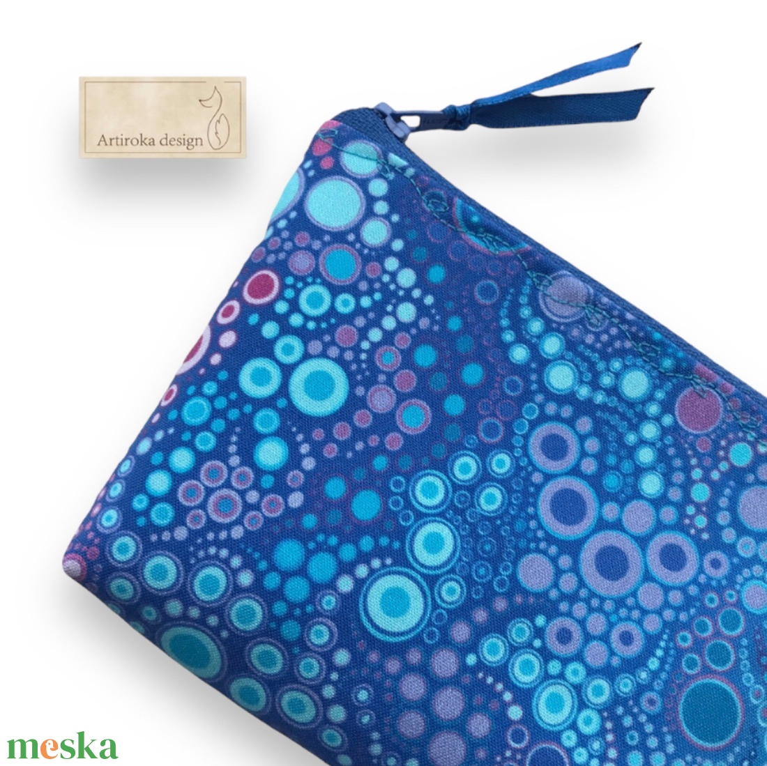 A kék buborékok mintás irattartó pénztárca, neszesszer  -  Artiroka design - táska & tok - pénztárca & más tok - pénztárca - női pénztárca - Meska.hu