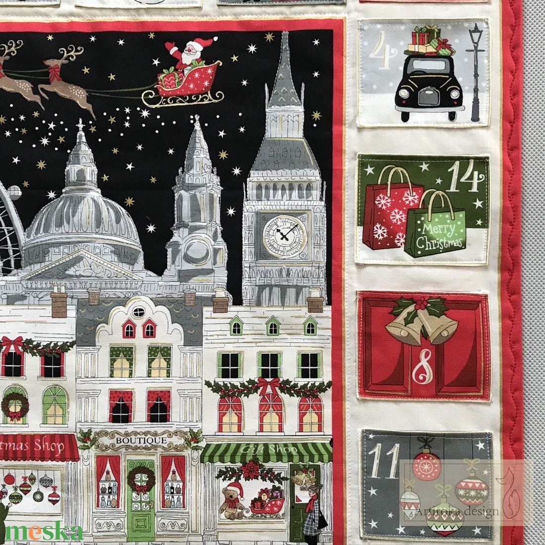 EGYEDI adventi naptár, adventi kalendárium, prémium pamut textilből - Artiroka design - karácsony - adventi díszek - adventi naptár - Meska.hu