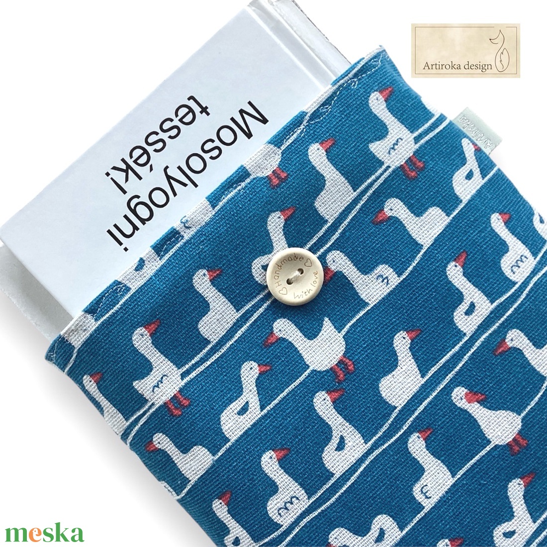 Kacsák sorban, libasorban mintás KÖNYVTOK - Artiroka design akciós termékkép 1