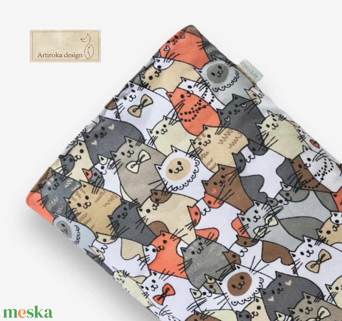 Cica sorakozó mintás pamut textil KÖNYVTOK -  Artiroka design - könyv & zene - könyvtok - Meska.hu