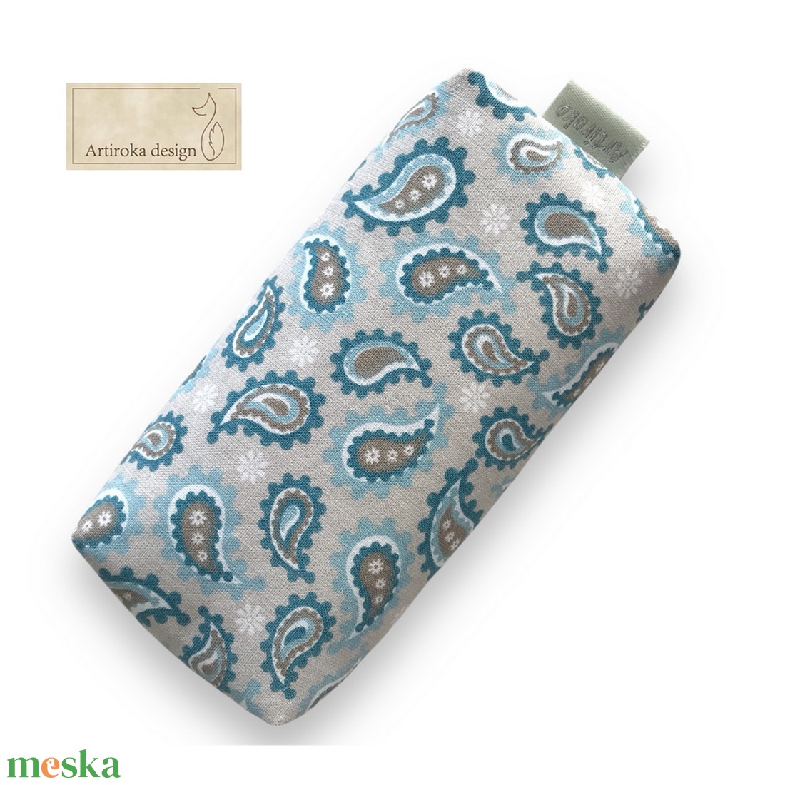 Papírzsebkendő tartó türkizkék mintával - Artiroka design - táska & tok - pénztárca & más tok - zsebkendőtartó tok - Meska.hu