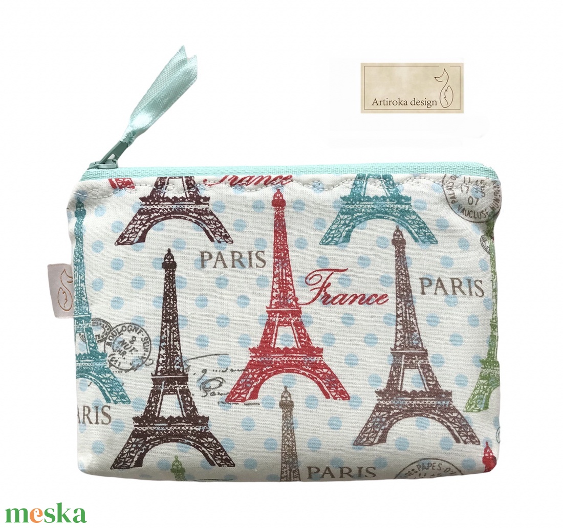 Párizs, Eiffel torony mintás, világjáró irattartó pénztárca vagy tolltartó neszesszer - Artiroka design - táska & tok - pénztárca & más tok - pénztárca - női pénztárca - Meska.hu