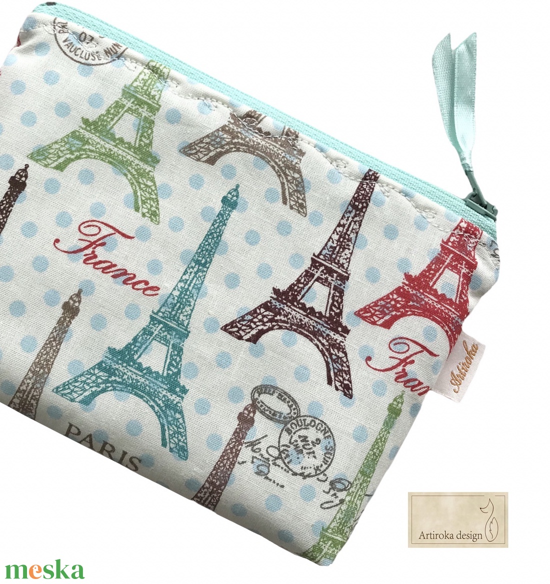 Párizs, Eiffel torony mintás, világjáró irattartó pénztárca vagy tolltartó neszesszer - Artiroka design - táska & tok - pénztárca & más tok - pénztárca - női pénztárca - Meska.hu