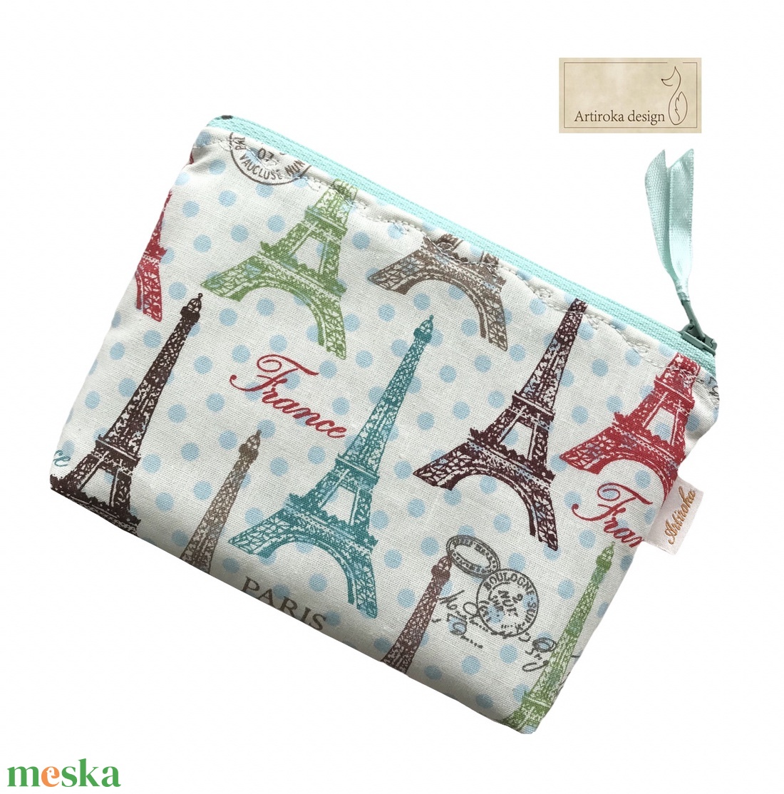 Párizs, Eiffel torony mintás, világjáró irattartó pénztárca vagy tolltartó neszesszer - Artiroka design - táska & tok - pénztárca & más tok - pénztárca - női pénztárca - Meska.hu