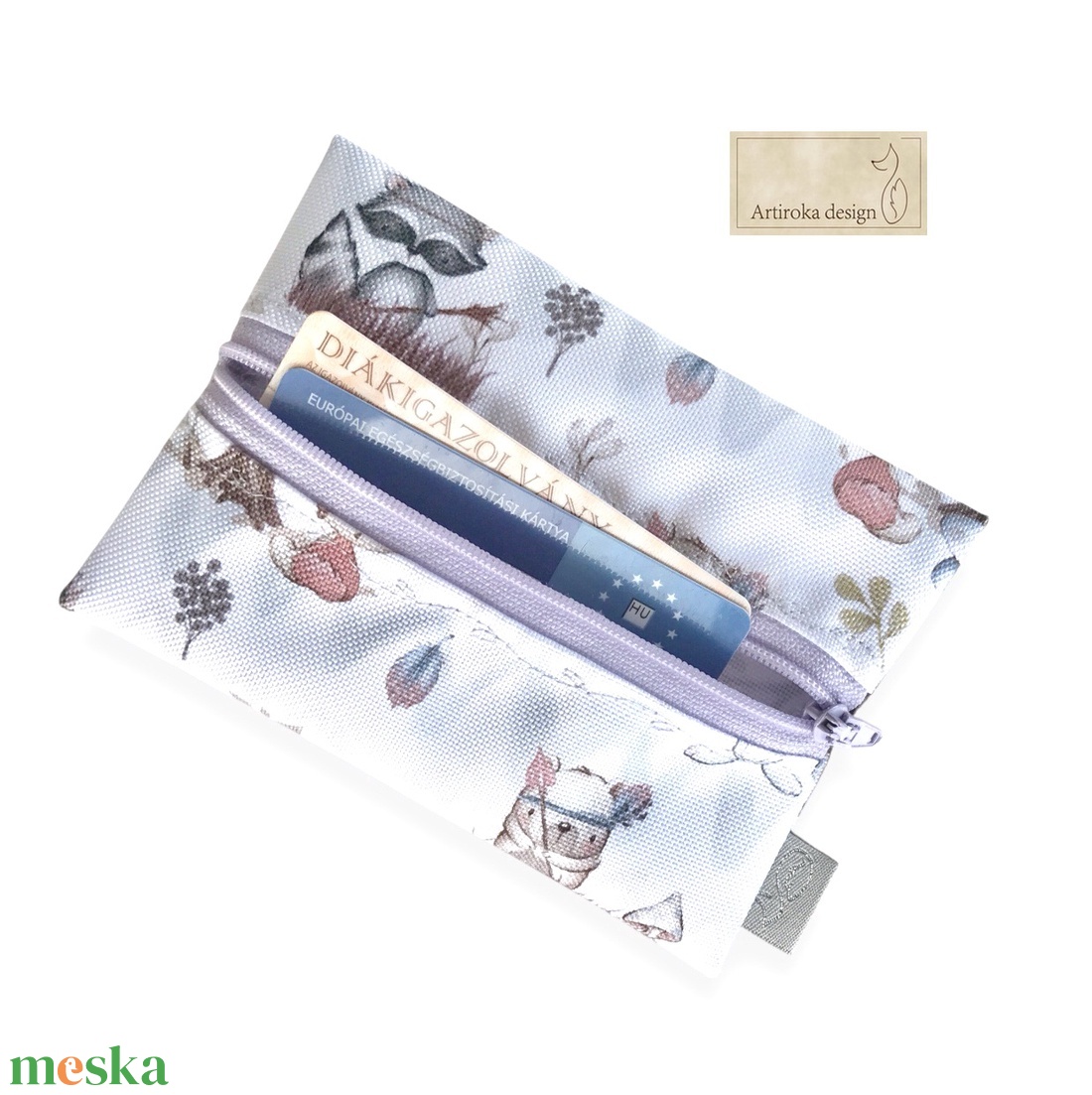 VÍZÁLLÓ irattartó pénztárca, neszesszer, erdei állatok mintával - Artiroka design - táska & tok - pénztárca & más tok - pénztárca - gyerek pénztárca - Meska.hu