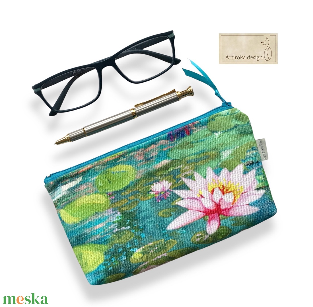 Monet - Vizililiomok - prémium iarattartó pénztárca vagy tolltartó neszesszer, szemüvegtok - Artiroka design - táska & tok - neszesszer - Meska.hu