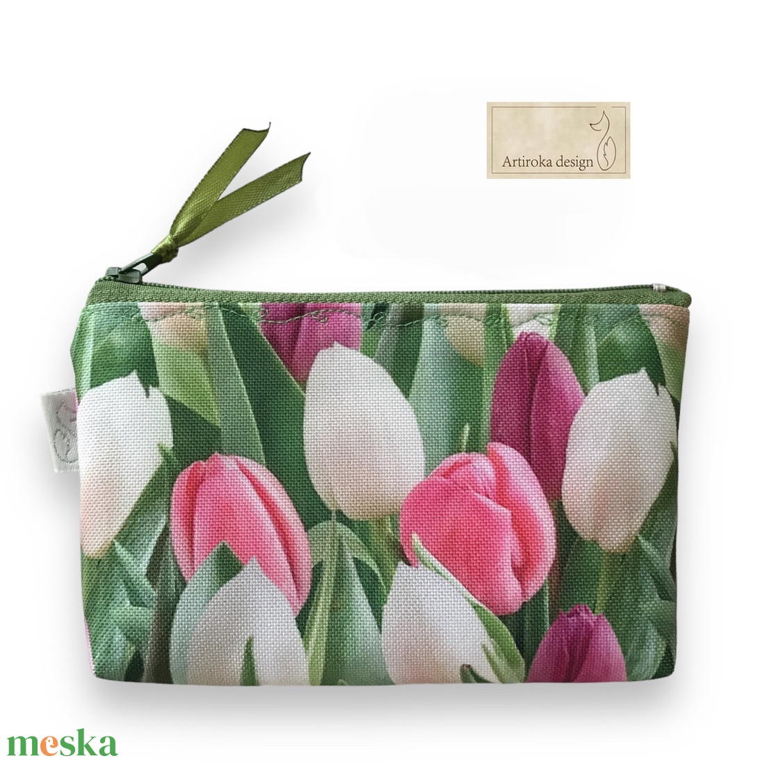 Tulipán virág mintás VÍZÁLLÓ irattartó pénztárca  - Artiroka design - táska & tok - pénztárca & más tok - pénztárca - női pénztárca - Meska.hu