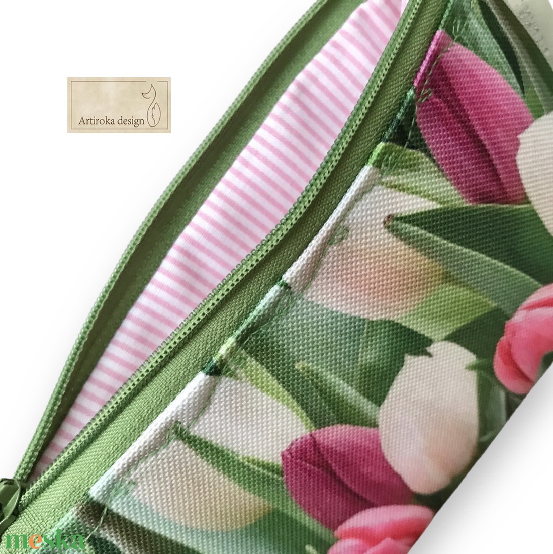 Tulipán virág mintás VÍZÁLLÓ irattartó pénztárca  - Artiroka design - táska & tok - pénztárca & más tok - pénztárca - női pénztárca - Meska.hu