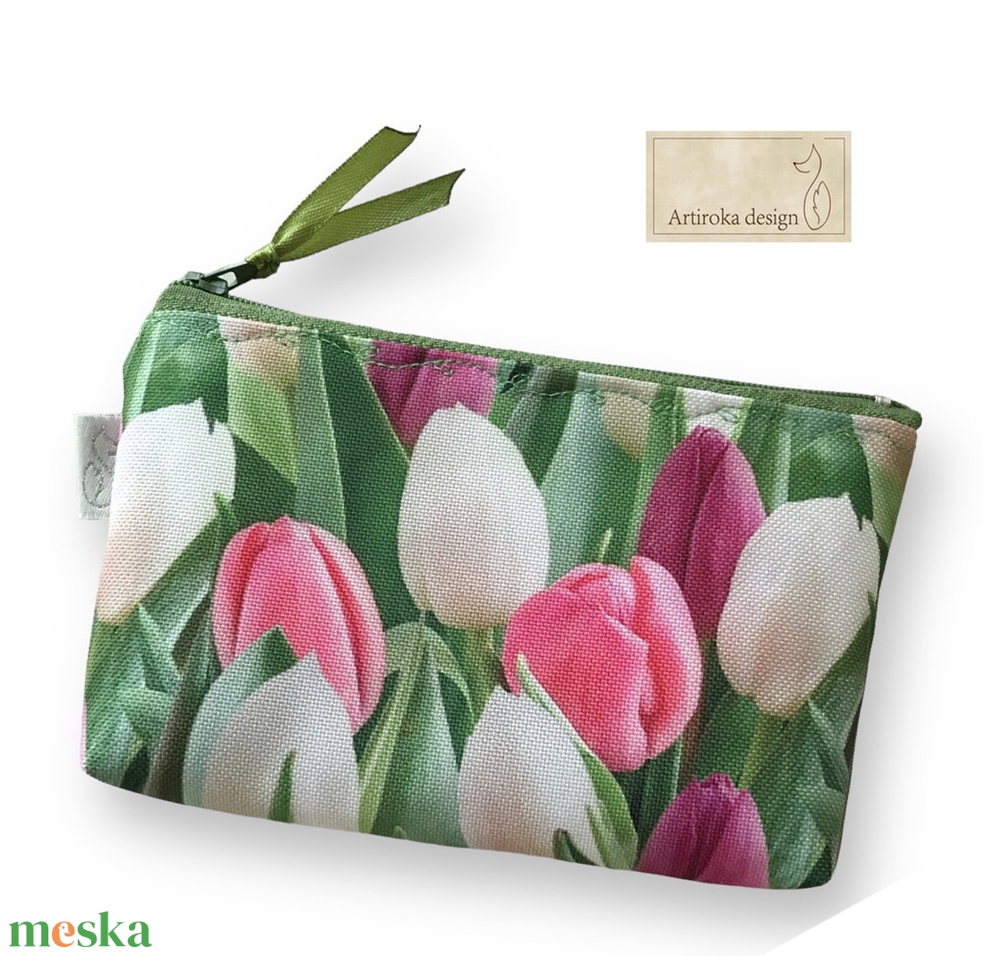 Tulipán virág mintás VÍZÁLLÓ irattartó pénztárca  - Artiroka design - táska & tok - pénztárca & más tok - pénztárca - női pénztárca - Meska.hu