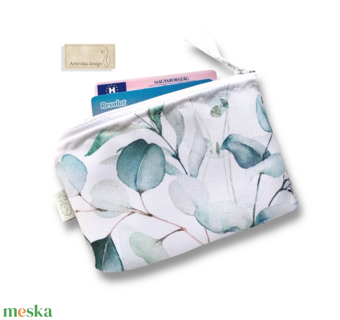 Eukaliptusz levél mintás, vízálló irattartó pénztárca   - Artiroka design - táska & tok - pénztárca & más tok - pénztárca - női pénztárca - Meska.hu