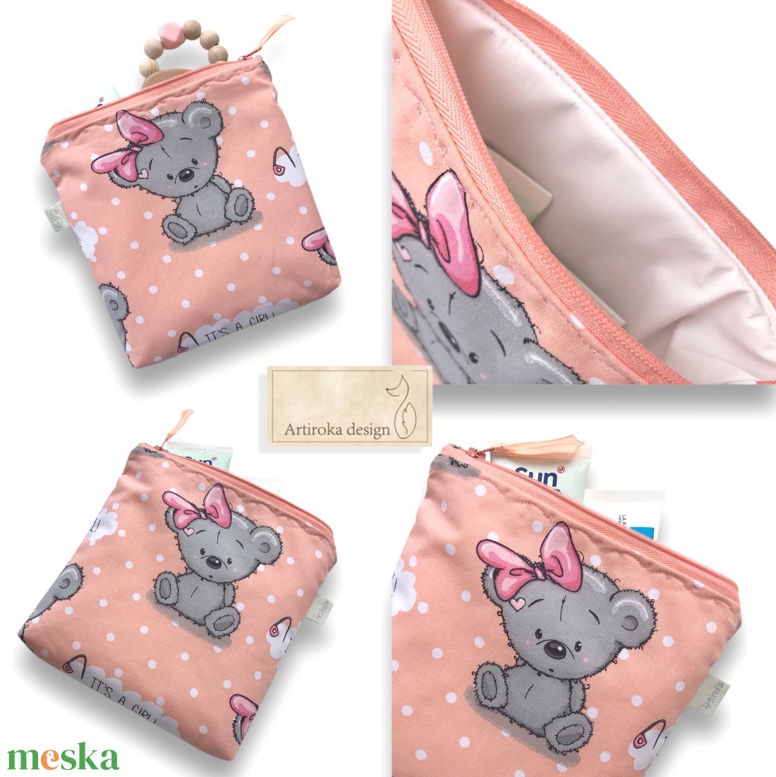 Mackó mintás neszesszer vagy uzsonna tasak, zipper bag - Artiroka design - táska & tok - neszesszer - Meska.hu Mackó mintás neszesszer vagy uzsonna tasak, zipper bag - Artiroka design - táska & tok - neszesszer - Meska.hu