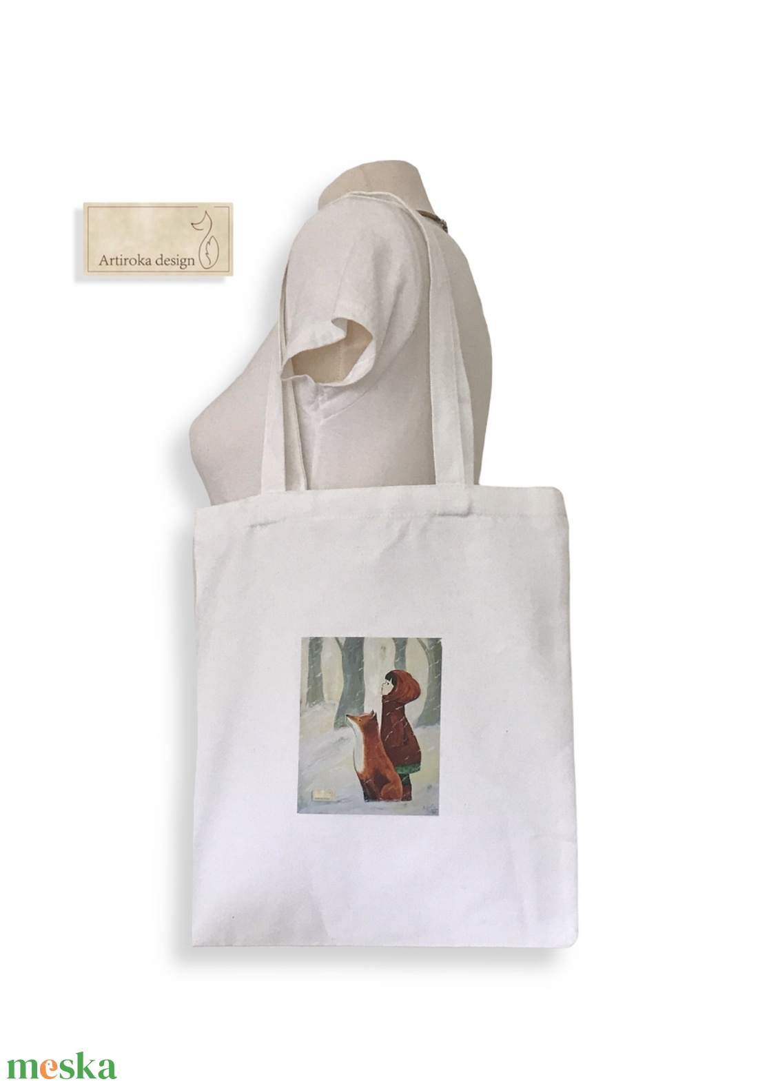 Kislány rókával - egyedi fehér válltáska, shopper - Artiroka design - táska & tok - bevásárlás & shopper táska - shopper, textiltáska, szatyor - Meska.hu Kislány rókával - egyedi fehér válltáska, shopper - Artiroka design - táska & tok - bevásárlás & shopper táska - shopper, textiltáska, szatyor - Meska.hu
