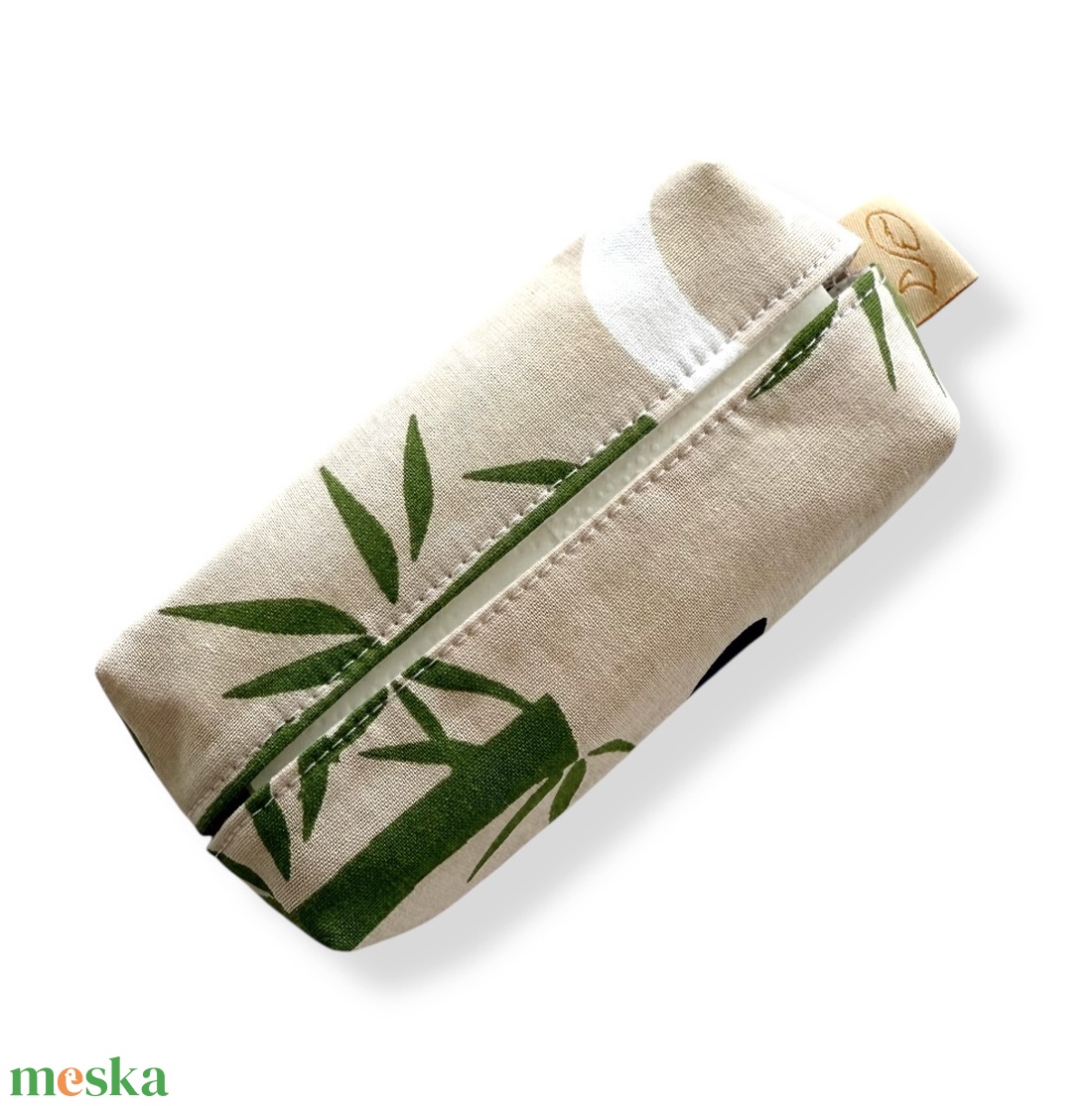 Panda mackó mintás pamut textilből készült papírzsebkendő tartó  - Artiroka design - táska & tok - pénztárca & más tok - zsebkendőtartó tok - Meska.hu
