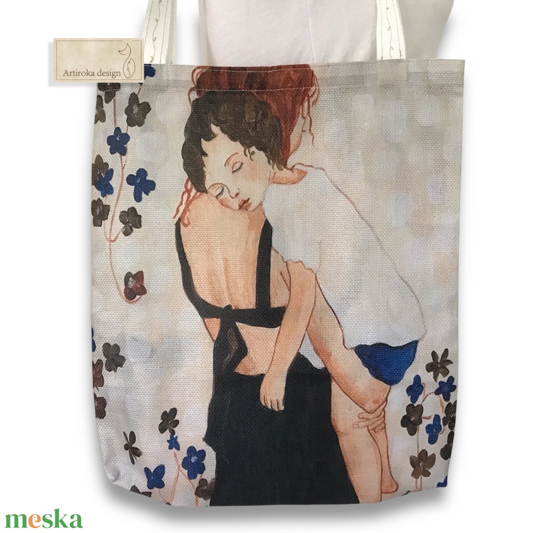 Anya és gyermeke mintás  válltáska, shopper - Artiroka design - táska & tok - bevásárlás & shopper táska - shopper, textiltáska, szatyor - Meska.hu