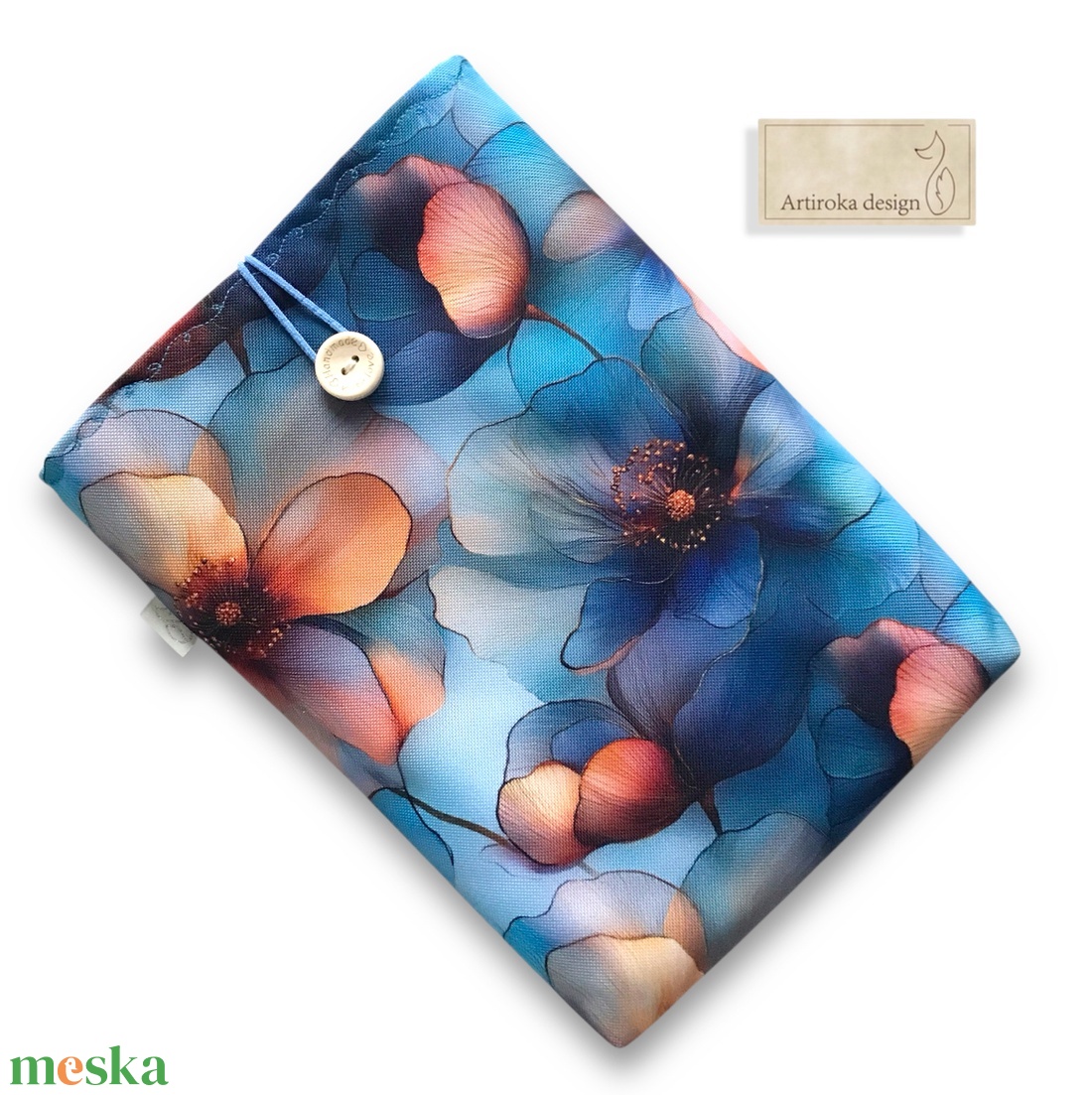 Virág mintás, vízálló KÖNYVTOK gombos zárral  -  Artiroka design  - könyv & zene - könyvtok - Meska.hu