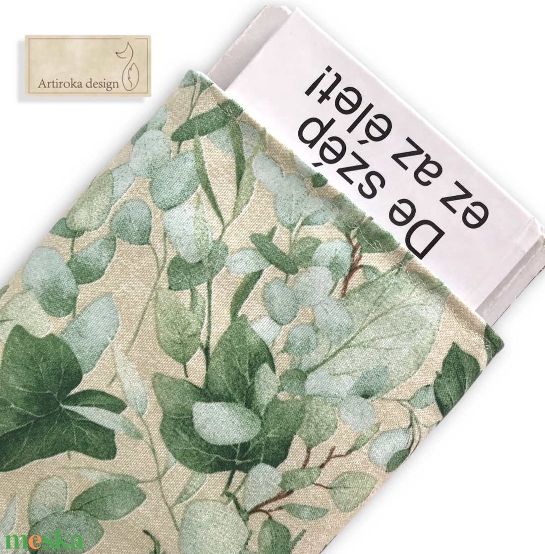 Natúr levél mintás könyvtok -  Artiroka design  - könyv & zene - könyvtok - Meska.hu