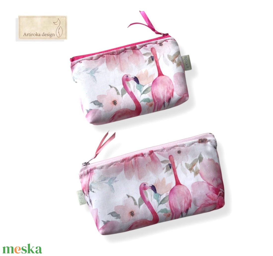 Flamingó mintás PRÉMIUM pamut irattartó pénztárca  - Artiroka design - táska & tok - pénztárca & más tok - pénztárca - női pénztárca - Meska.hu