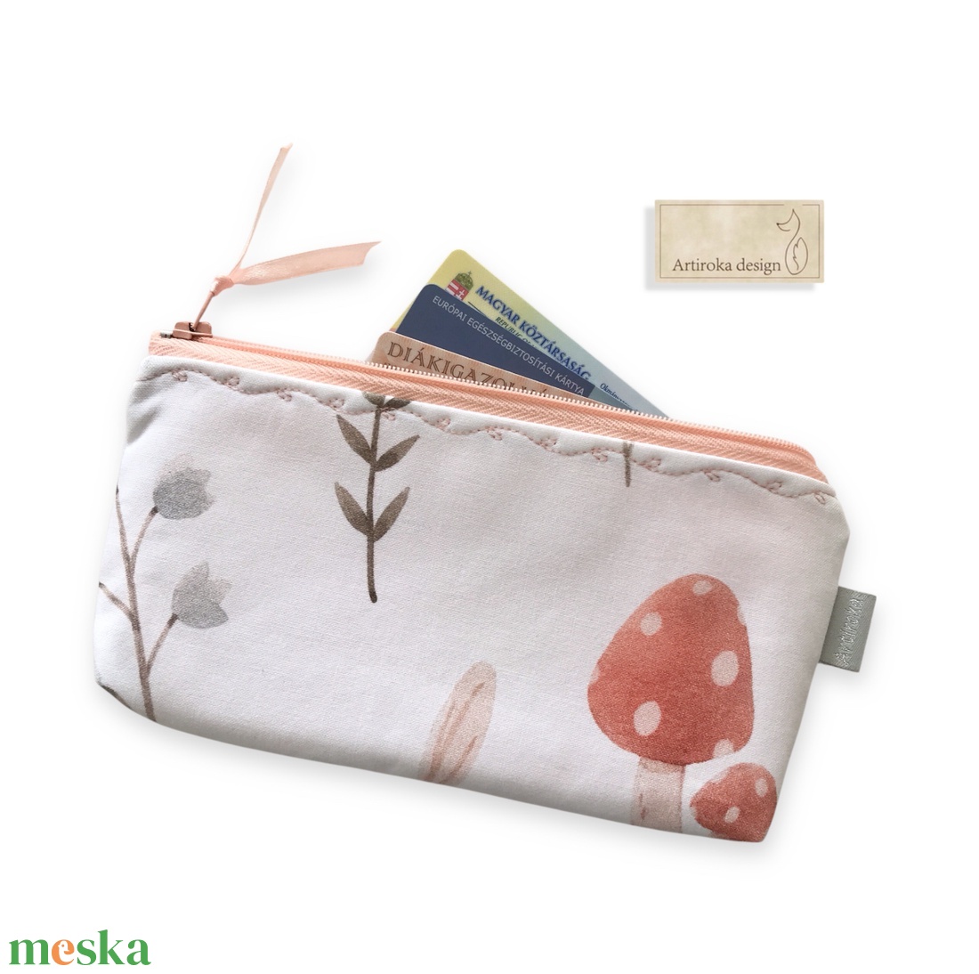 Csiga és gomba mintás prémium pamut tolltartó neszesszer, szemüvegtok - Artirokadesign - táska & tok - neszesszer - Meska.hu