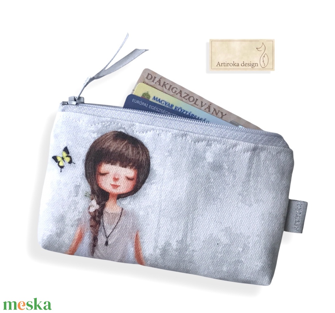 Jógázó lány mintás irattartó pénztárca - NAMASTE - Artiroka design - táska & tok - pénztárca & más tok - kártyatartó & irattartó - Meska.hu