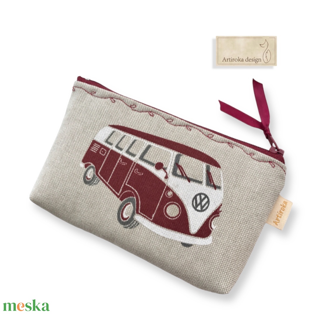 Retro Volkswagen busz mintás, irattartó pénztárca - bordó - Artiroka design - táska & tok - pénztárca & más tok - pénztárca - férfi pénztárca - Meska.hu