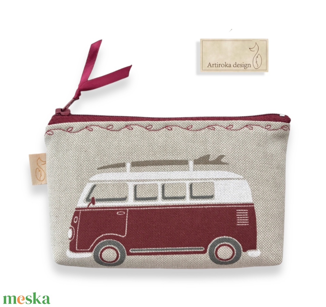 Retro Volkswagen busz mintás, irattartó pénztárca - bordó - Artiroka design - táska & tok - pénztárca & más tok - pénztárca - férfi pénztárca - Meska.hu