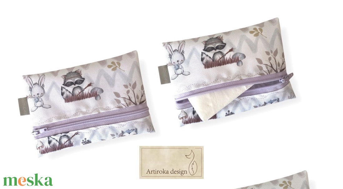 VÍZÁLLÓ irattartó pénztárca, neszesszer, őz, mosómedve, nyuszi és bagoly mintával - Artiroka design - táska & tok - pénztárca & más tok - pénztárca - gyerek pénztárca - Meska.hu