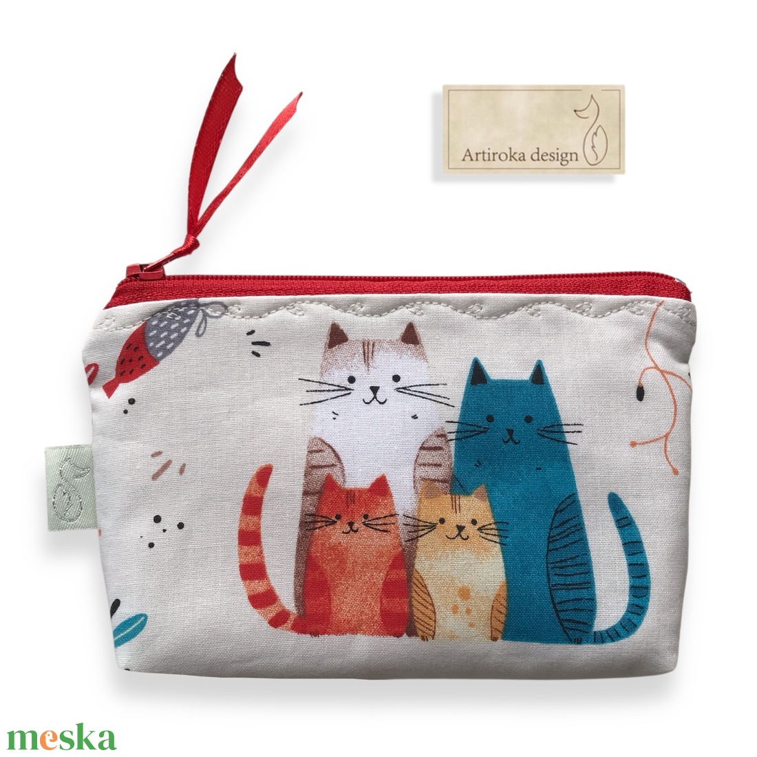 Cica család mintás irattartó pénztárca -  Artiroka design  - táska & tok - pénztárca & más tok - kártyatartó & irattartó - Meska.hu