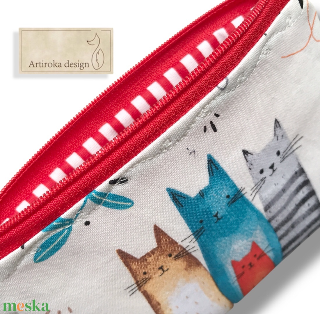 Cica család mintás irattartó pénztárca -  Artiroka design  - táska & tok - pénztárca & más tok - kártyatartó & irattartó - Meska.hu