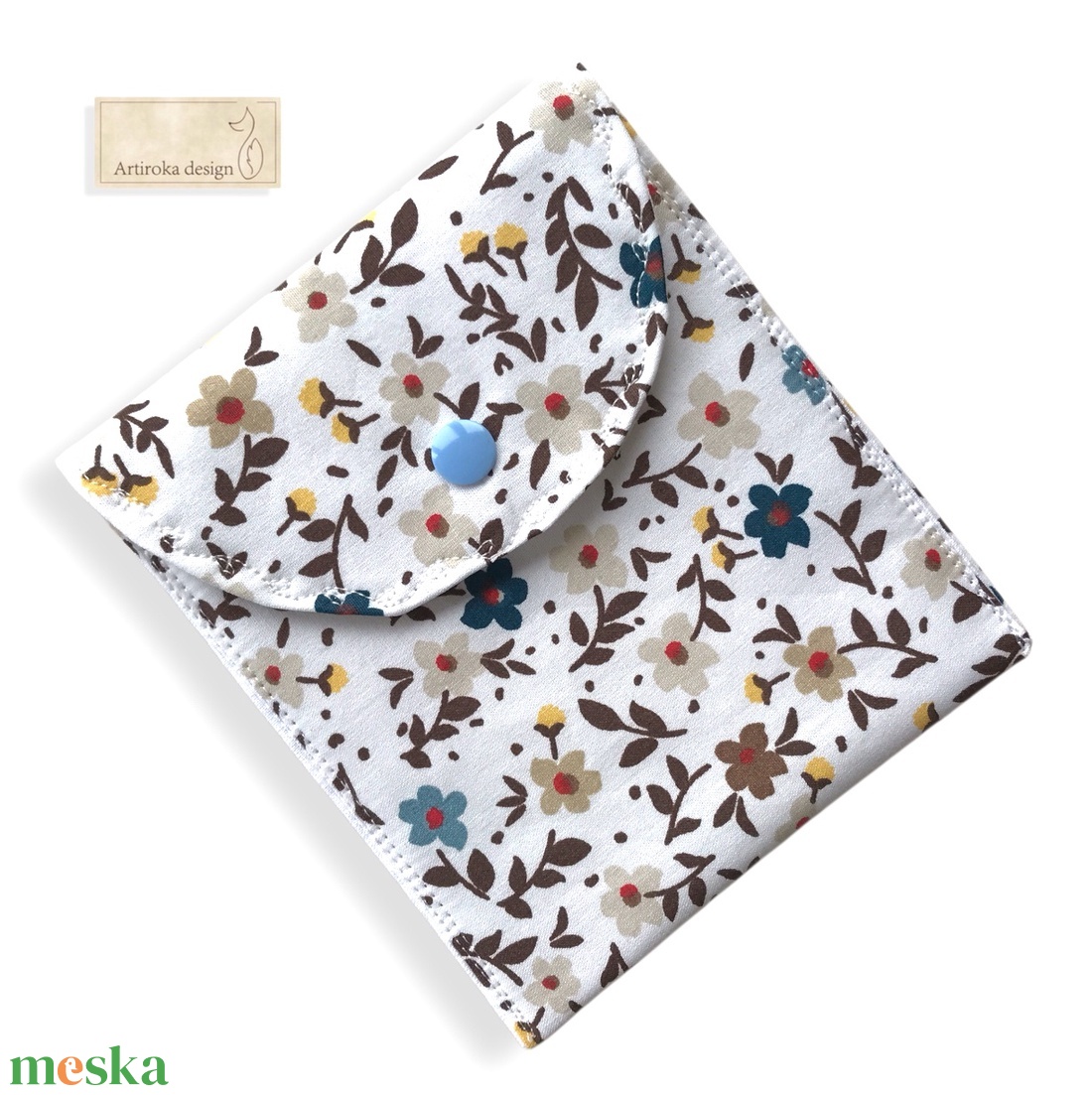 Egészségügyi betét tartó virág mintával - Artiroka design  - szépségápolás - intim higiénia - egészségügyi tartó - Meska.hu