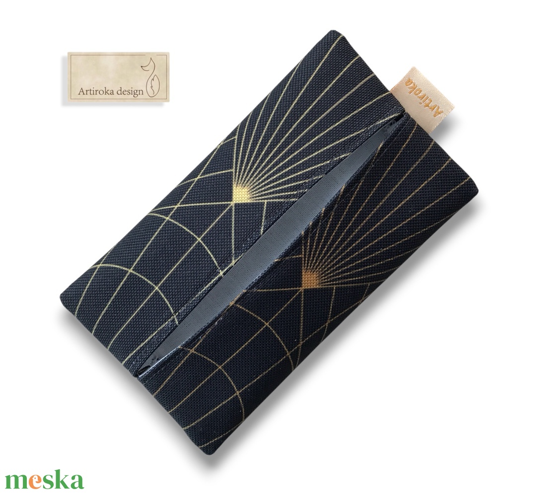 Art Deco mintás, elegáns papírzsebkendő tartó - Artiroka design - táska & tok - pénztárca & más tok - zsebkendőtartó tok - Meska.hu