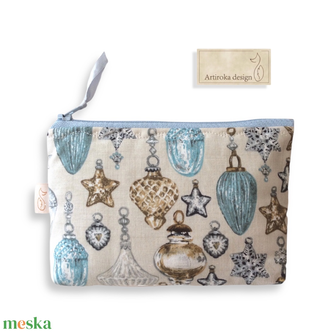 Vintage karácsonyfadísz mintás irattartó pénztárca, kártyatartó belső zsebbel - Artiroka design - táska & tok - pénztárca & más tok - kártyatartó & irattartó - Meska.hu