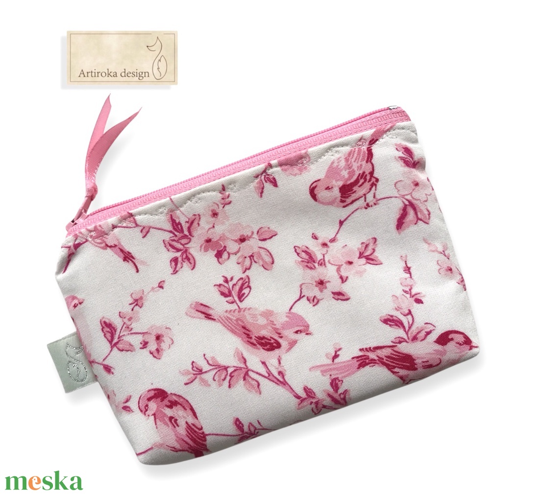 Őszi madárdal mintás, PRÉMIUM pamut, papírzsebkendő tartó - Artiroka design - táska & tok - pénztárca & más tok - kártyatartó & irattartó - Meska.hu