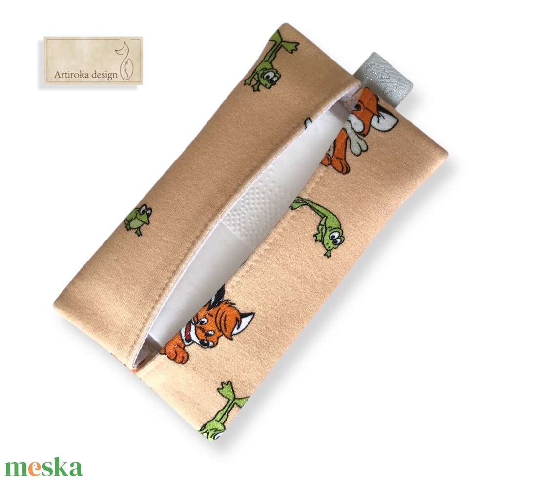 Vuk a kis róka mintás, bélelt papírzsebkendő tartó  - táska & tok - pénztárca & más tok - zsebkendőtartó tok - Meska.hu