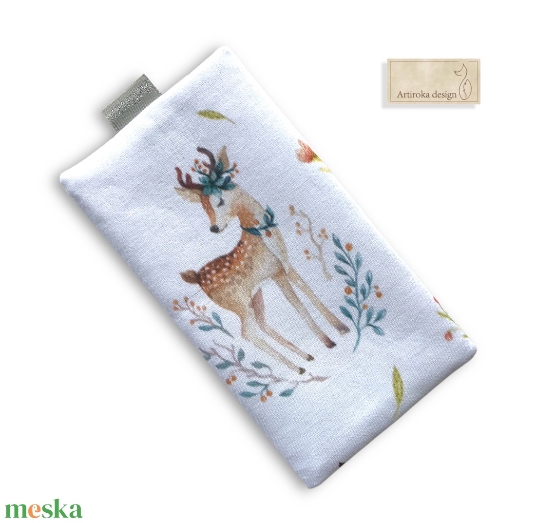 Őzike mintás pamut textilből készült papírzsebkendő tartó  - Artiroka design - táska & tok - pénztárca & más tok - zsebkendőtartó tok - Meska.hu