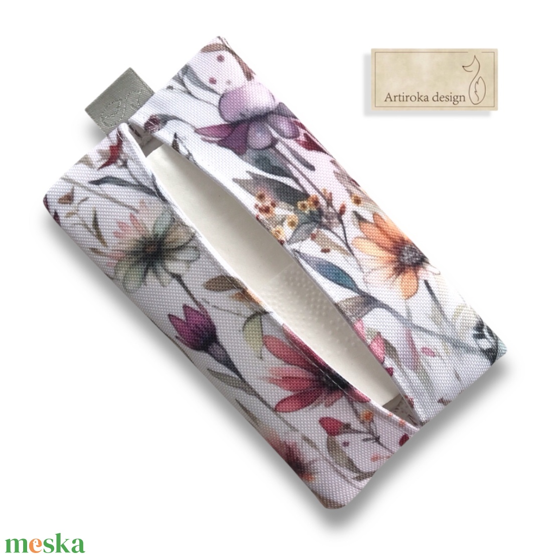 Virágos rét mintás, prémium vízálló  zsebkendőtartó - Ajándék -  Artiroka design - táska & tok - pénztárca & más tok - zsebkendőtartó tok - Meska.hu