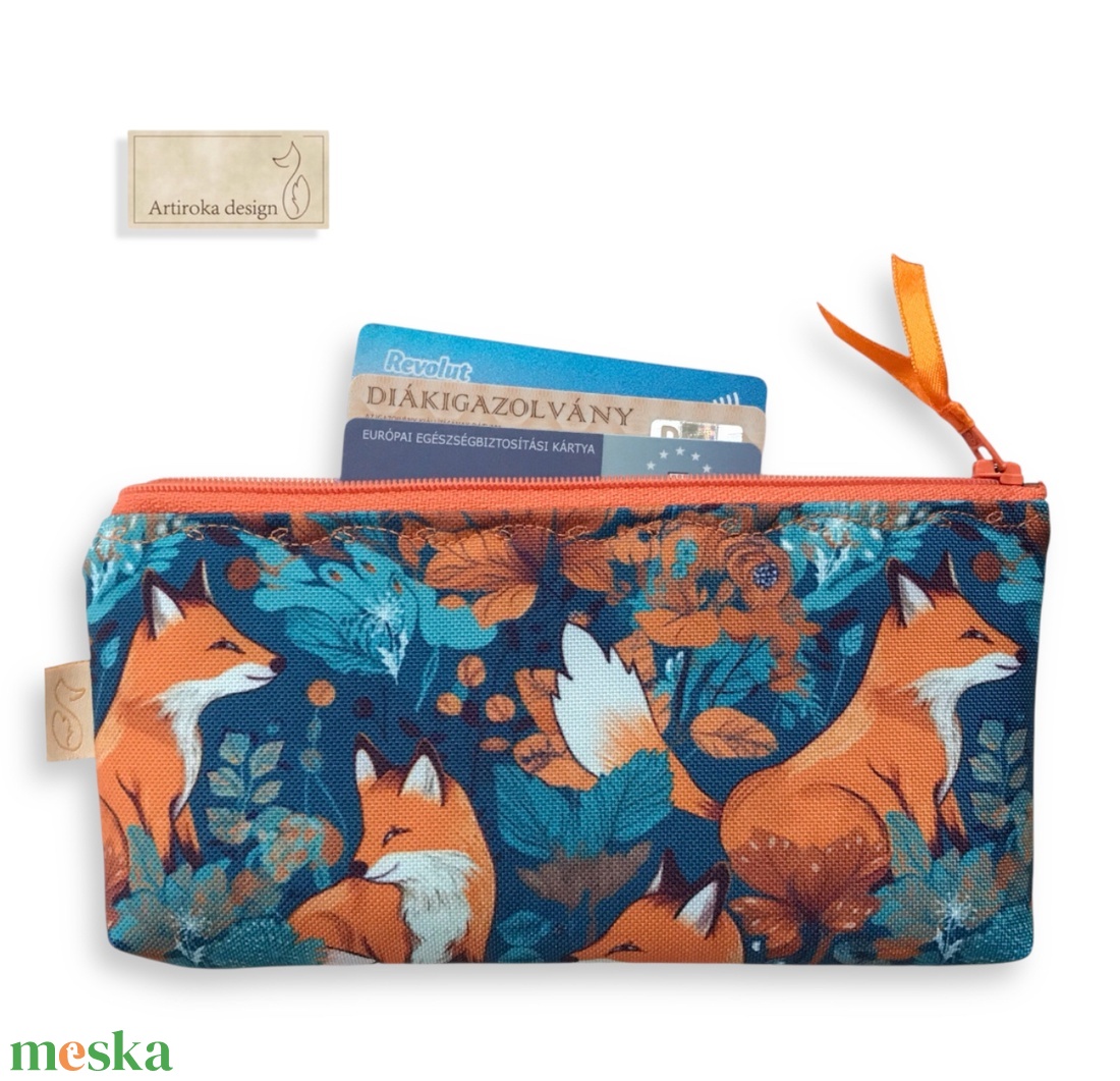Róka család mintás, VÍZÁLLÓ  irattartó pénztárca, vagy neszesszer vagy szemüvegtok - Artiroka design - táska & tok - neszesszer - Meska.hu