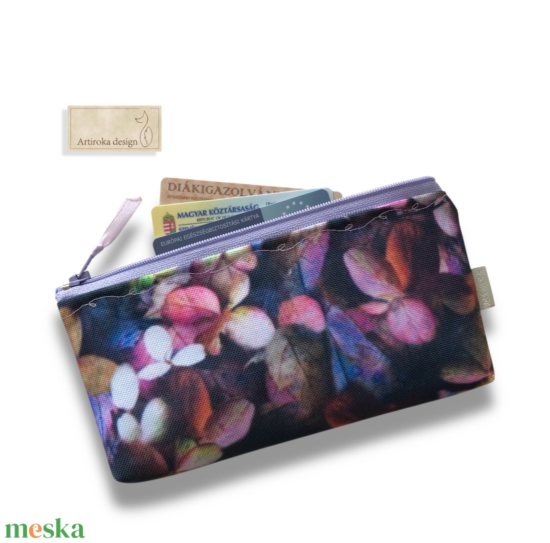 Őszi hortenzia virágos VÍZÁLLÓ  irattartó vagy tolltartó neszesszer, szemüvegtok - Artiroka design - táska & tok - neszesszer - Meska.hu