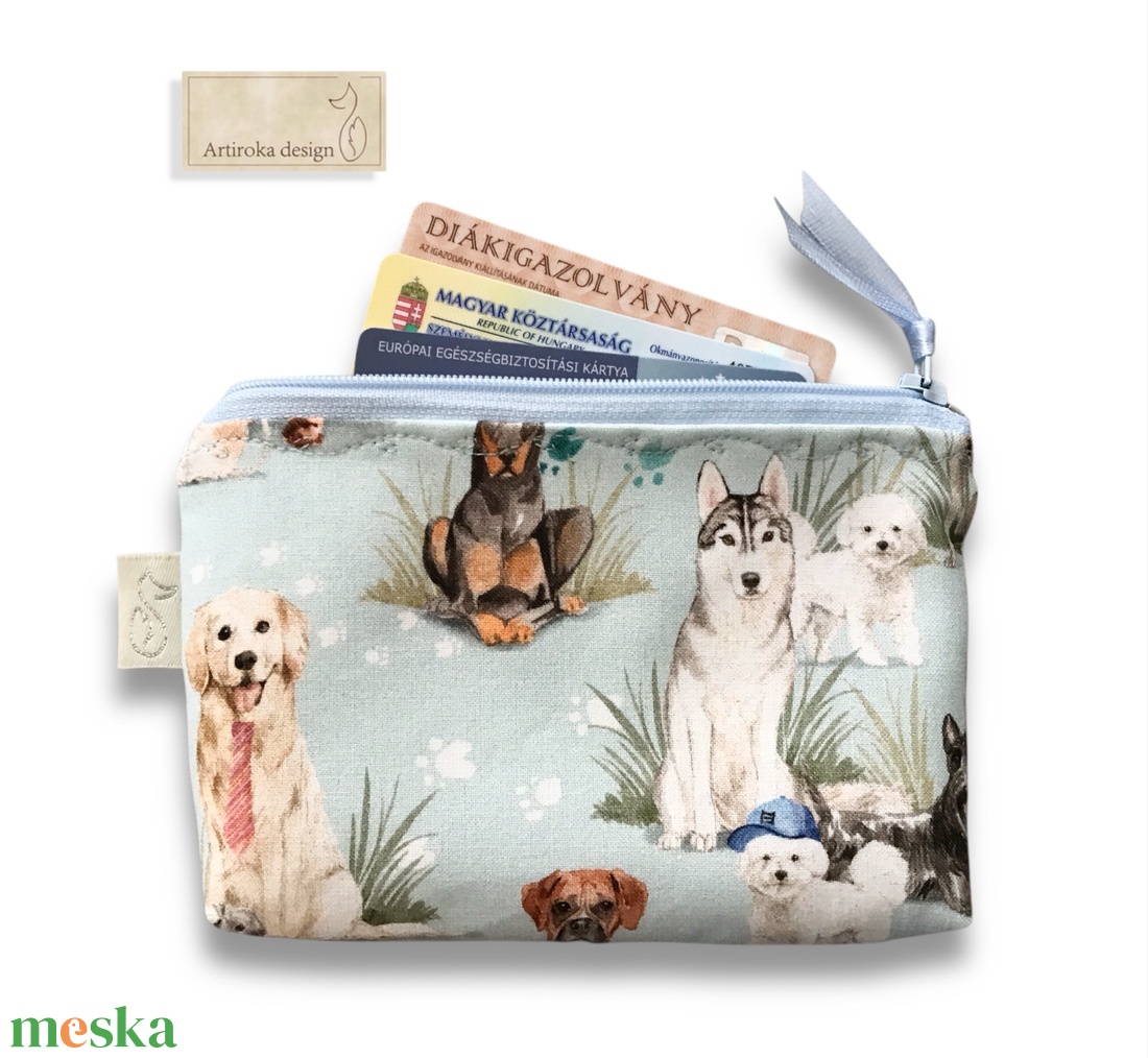 Kutya mintás prémium irattartó pénztárca -   Artiroka design - táska & tok - pénztárca & más tok - pénztárca - női pénztárca - Meska.hu