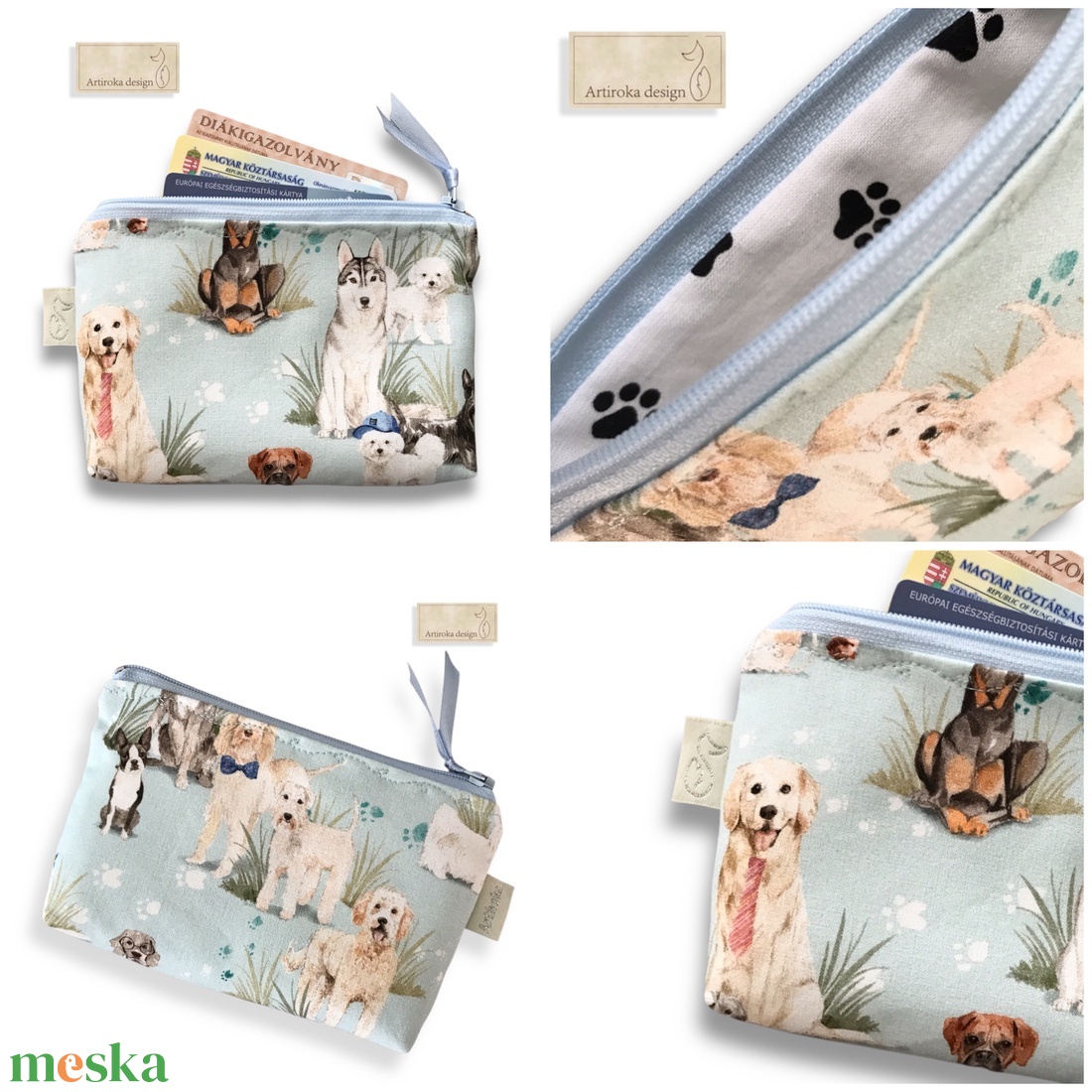 Kutya mintás prémium irattartó pénztárca -   Artiroka design - táska & tok - pénztárca & más tok - pénztárca - női pénztárca - Meska.hu