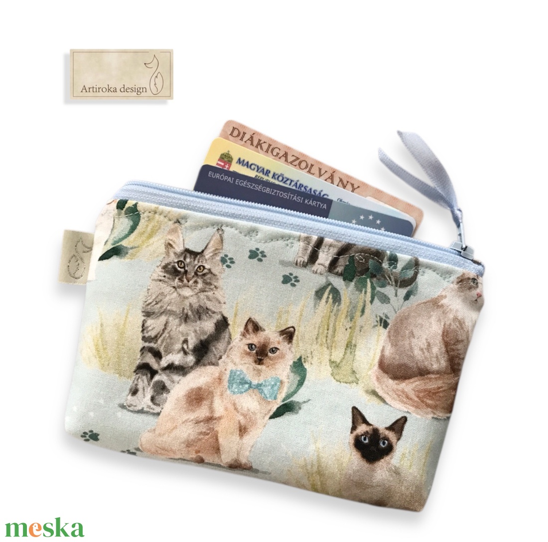 Cica és tappancs mintás prémium tolltartó, neszesszer vagy szemüvegtok háromféle méretben - Artiroka design - táska & tok - neszesszer - Meska.hu