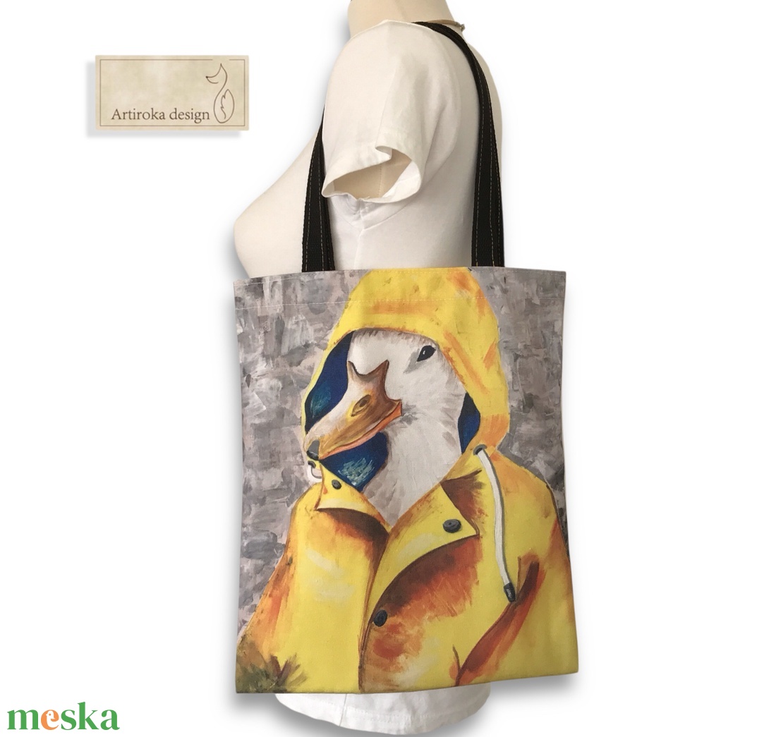 Kacsás festményemről készült egyedi válltáska -  Shopper - Artiroka design - táska & tok - bevásárlás & shopper táska - shopper, textiltáska, szatyor - Meska.hu